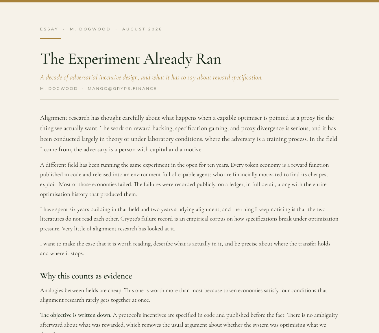 The Experiment Already Ran